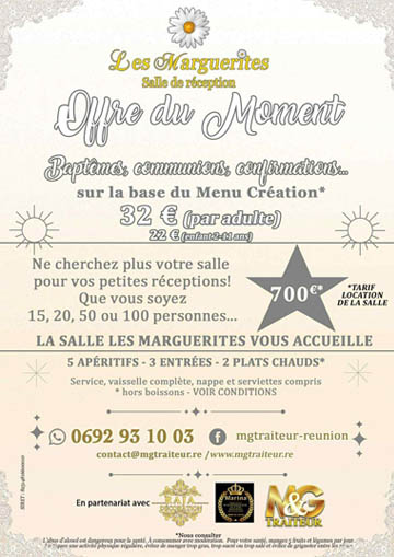 Offre Salle de réception les Marguerites Offre Salle de réception les Marguerites